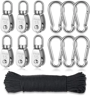 Produktbild von Famanu Katrolle 6 Stück - Robustes Edelstahl-Set, 10 x 10 x 2 cm
