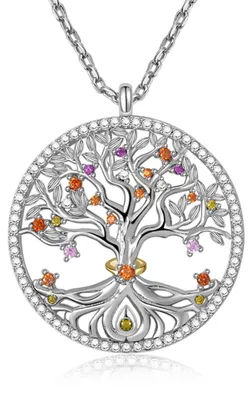 Produktbild von Gnoce Halskette Lebensbaum FJN157 Silber
