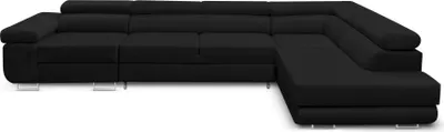 Produktbild von Ecksofa Miami Long Monolith 97 -form mit Schlaffunktion und Bettkasten Dunkelgrau, Rechte Ottomane