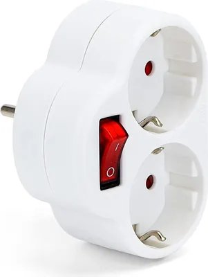 Produktbild von Steckdosen-Adapter mit Schalter und 2 Schuko Stecker Mehrfachstecker Mehrfachsteckdose Zwischenstecker