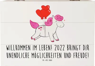 Produktbild von Mr. & Mrs. Panda Truhe 2022 Geburtstag Freude 22 x 15 cm - Weiß - Geschenk, Kiste mit Deckel, Happy Birthday, Alter, liebevolle Geschenke, Box, Glückwunsch, Motivation
