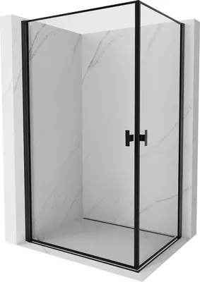 Produktbild von Mexen Mist-B Duo Duschkabine schwenkbar 80 x 100 cm, schwarzer Rahmen, schwarz - 8A2-080L-100P-70-70