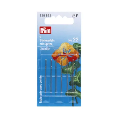 Produktbild von Prym 125552, Handnähen, Chenille-Nadel, Edelstahl, Silber, 0,9 mm, 40 mm