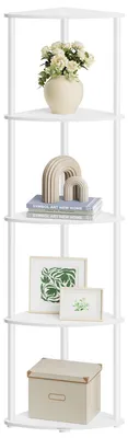 Immagine prodotto di SONGMICS HOME, scaffale angolare, scaffale indipendente, montaggio senza attrezzi, con 5 ripiani – Bianco