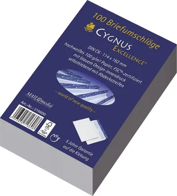 Produktbild von Briefumschlag C6 haftklebend weiß Offset 100g 100 Stück. Packung mit 5 Stück