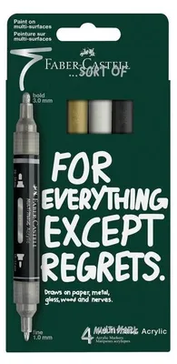 Zdjęcie produktu dla Markery akrylowe Multimark Faber-Castell 4 kolory końcówki precyzyjne i szerokie