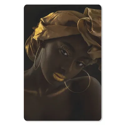 Produktbild von MuchoWow® Mauspad Mousepad Frauen - Kopftuch - Gold - Luxus 18x27 cm - Mousepads - Maus Mat - Pad - Mausunterlage
