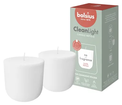 Produktbild von Bolsius Cleanlight Nachfüller 2er Pack - ohne Duft weiß
