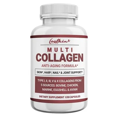Produktbild von Multi Collagen 1000mg (120 Kapseln) Nahrungsergänzungsmittel, Haut, Haare, Nägel, Gelenke, Anti-Aging, Anti-Oxidation
