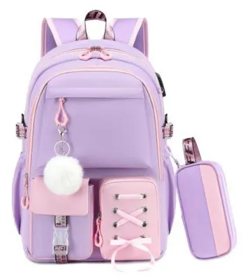 Immagine prodotto di Zaino per la scuola, set da 2 pezzi, nero e rosa, taglia L, per studenti delle classi 1-5