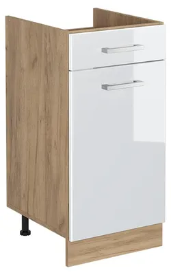 Produktbild von Küchenunterschrank Vicco R-Line Weiß Hochglanz/Goldkraft Eiche 40 cm ohne Arbeitsplatte, Model 61176