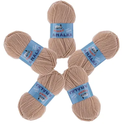 500g Strickgarn Amalka Strick-Wolle Polyacryl Anti Pilling Effekt sand