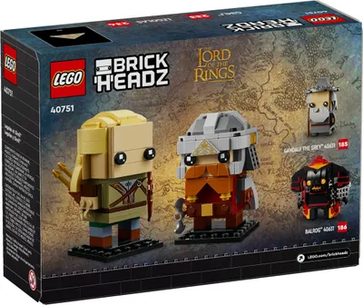 The back of a LEGO BrickHeadz box featuring characters from The Lord of the Rings.