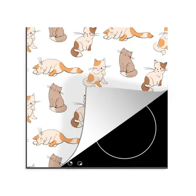 Produktbild von KitchenYeah© Herdabdeckplatte Muster - Katze - Kätzchen - Jungen - Mädchen - Kinder - Kinder , 78x78cm, Küche Deko, Glaskeramikkochfeld Herdabdeckung, Abdeckplatte fùr Kochfeld
