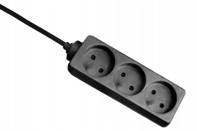 Image de Rallonge avec mise à la terre, noire, 3 prises, 5m OMY 3x1 Elgotech EPS-305-2