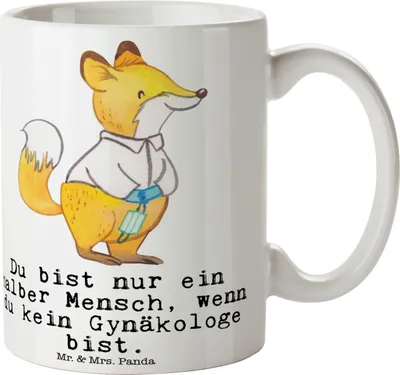 Produktbild von Mr. & Mrs. Panda Kaffeetasse Gynäkologe Herz - Weiß - Geschenk, milchkaffeetasse, Frauenarzt nach Geburt, Spruch, Becher, Lustig, Kaffeebecher, Tasse, Witzig, Teetasse