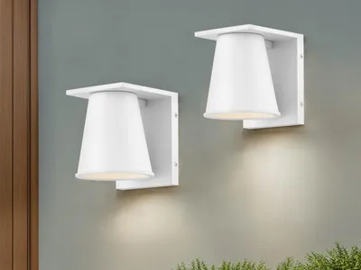 Produktbild von 2er SET LED Außenwandleuchten Weiß, Salzluft resistente Außenleuchten H: 15,5cm
