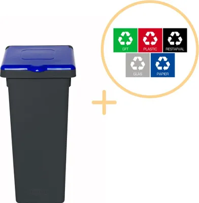 Zdjęcie produktu dla Plafor – Kosz na śmieci z pokrywą 52 l – do segregacji odpadów – niebieski