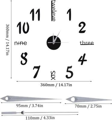 Obrázok produktu pre Nálepka na stenu digitálne hodiny nálepky Nástenné hodiny DIY 3D dekoratívne nástenné hodiny pre domácnosť čierna