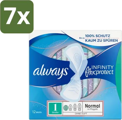 Image de Always – Serviettes hygiéniques – Infinity Normal – 12 serviettes hygiéniques – Pack économique – 7 pièces