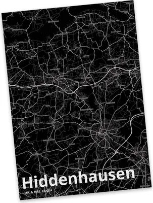 Produktbild von Mr. & Mrs. Panda Postkarte Hiddenhausen - Geschenk, bildkarte, Postkarten, Stadt Dorf Karte Landkarte Map Stadtplan, Ansichtskarte, Ansichtskarten, Grußkarte