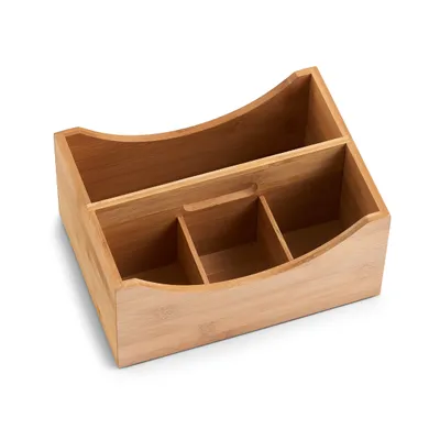 Produktbild von Zeller Ordnungsbox Holzkiste 18 x 25 cm, mit Griff und 4 Fächern, Bambus