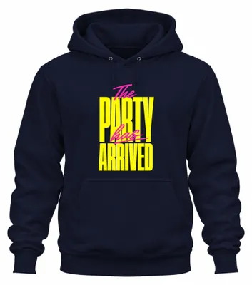 Produktbild von The Party Has Arrived Lustiger Spruch Neon Partyoutfit Hoodie Kapuzenpullover, Navy, S