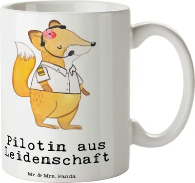 Produktbild von Mr. & Mrs. Panda Tasse Pilotin Leidenschaft - Weiß - Geschenk, Becher, Cockpit, Pott, Spruch, Witzig, Flugzeug, Lustig, Kaffeetasse, Kaffeebecher, haferl