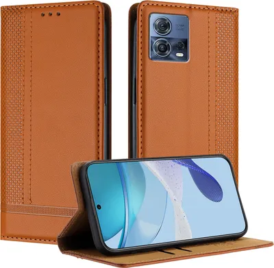 Produktbild von Handyhülle für Motorola Edge 30 Fusion/Moto S30 Pro Leder Flip Klappbare Schutzhülle mit Standfunktion Braun