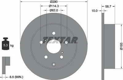 Produktbild von 2x TEXTAR Bremsscheibe 92164803 für TOYOTA COROLLA Verso (ZER_ ZZE12_ R1_)