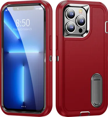Obrázek produktu pro Pouzdro pro iPhone 13 Pro Hybridní Třivrstvé Robustní Nárazuvzdorné Ochranné Pouzdro se Stojánkem červené