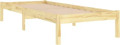 A wooden bed frame on a white background.
