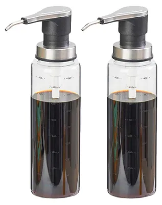 Immagine prodotto di Elzusha - Set di 2 bottiglie di vetro per salse con pompa in acciaio inossidabile