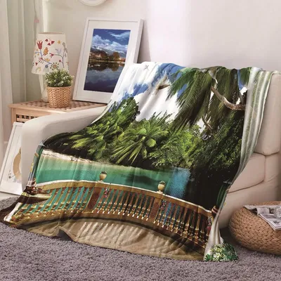 Image de Couverture en flanelle verte pour la maison et le camping
