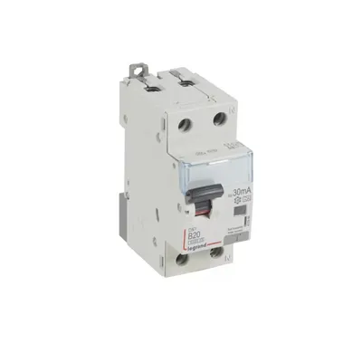 Immagine prodotto di Legrand DX3 RCCB B caratteristico, 20A, 1P+N, 6kA, 30mA, tipo A, 230VAC, 2TE 410966