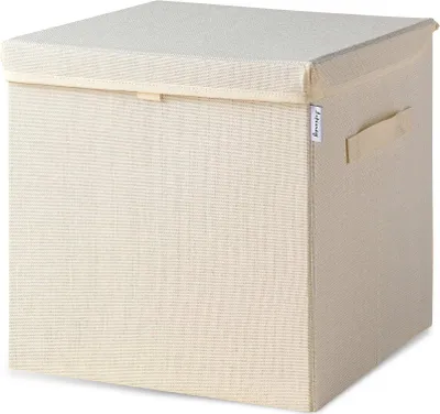 Produktbild von Lifeney Aufbewahrungsbox Kinder mit Deckel I Niedliche Spielzeugkiste I Aufbewahrungsboxen für Kinderzimmer I Faltbox für Spielzeugaufbewahrung I Aufbewahrungskorb Kinder (Beige)