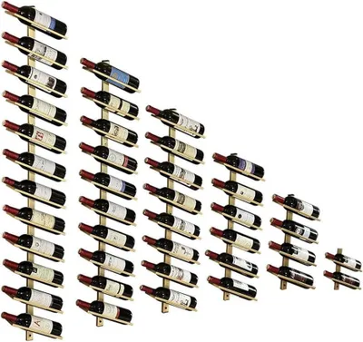 Immagine prodotto di Portabottiglie da parete - Portaflaconi in metallo - Per conservare il vino - Espositore fai-da-te - Per 10 bottiglie - Oro
