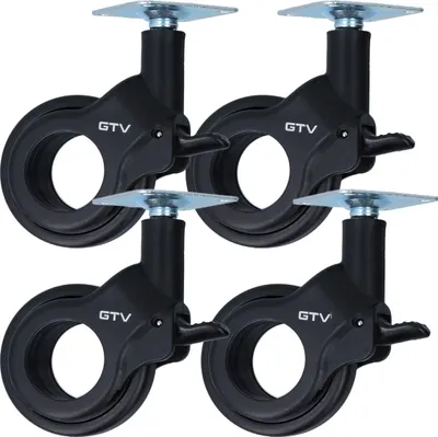 Produktbild von 4er Set Lenkrolle Ø 60mm Design-Möbelrolle Schwarz Möbeltransportrolle kugelgelagert Bockrolle mit Bremse