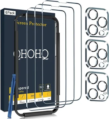 Immagine prodotto di Pellicola protettiva per schermo e protezione per fotocamera per iPhone 14 Pro Max 6.7" - Set da 3, durezza 9H, HD, trasparente