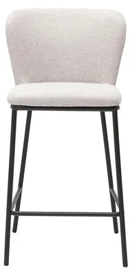 Produktbild von Miliboo - Hocker aus Stoff mit strukturiertem Samteffekt in Beige und schwarzem Metall (2er-Set) LISOR