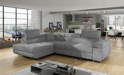 Produktbild von Krudox ANT Ecksofa 272x203 cm mit Schlaffunktion & Bettkasten, Kopfstützen, links, Stoff Paros 05