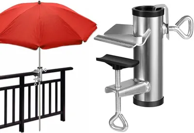 Produktbild von Sonnenschirmhalterung für Balkon, multifunktionale und tragbare Sonnenschirmhalterung für Terrasse, Gartenveranstaltungen und Camping