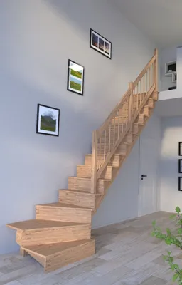 Produktbild von Holztreppe Lindos (Eiche) in  1/4 gewendelter Ausführung rechts-100 cm-Holz-Holz Design Geländer-mit Setzstufen