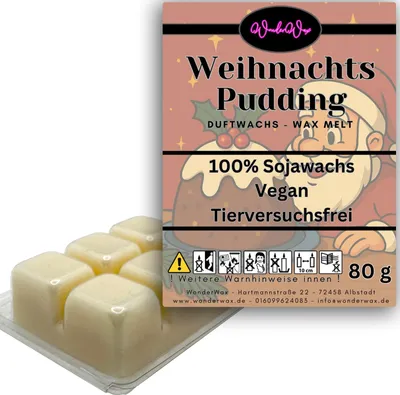 Produktbild von WonderWax Duftwachs Weihnachten Wax Melts für Duftlampe, 6 Würfel Duftmelt Wachsmelt Sojawachs Duftwachs Würfel für Raumdüfte, Wachs Duftöl Winter Indoor Schmelzen für Aromalampe Weihnachtspudding