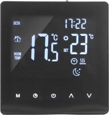 Obrázok produktu pre Digitálny termostat s LCD displejom, programovateľný inteligentný ovládač kotla na podlahové vodné kúrenie s dotykovým displejom, čierny, 90–240 V striedavého prúdu, K2MRH3A