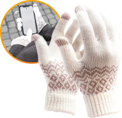 Produktbild von R2B® Winter Handschuhe Touchscreen - Größe S/M, weiße Fahrradhandschuhe damen und herren, Handschuhe winter, outdoor Handschuhe