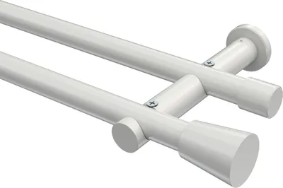 Produktbild von Interdeco Gardinenstange / Vorhangstange Weiß, Typ Platon Sitra (Konus) ohne Ringe, 20 mm Ø 2-läufig, 260 cm