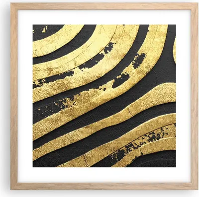 Produktbild von Gerahmtes Poster - Rahmen in heller Eiche - Abstraktion dreidimensional Gold - 40x40 cm - Wand Bild - Wanddeko - Wandbilder - Kunstposter - Wandposter - Bilderrahmen - Bilder - P2NAC40x40-4461