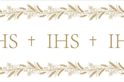 Produktbild von Tischläufer IHS Motiv 40x500cm Vlies Weiß / Gold