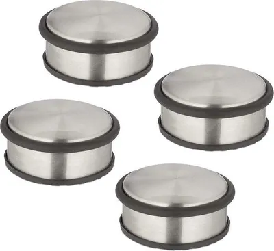 Immagine prodotto di Set di 4 fermaporte in acciaio inossidabile nero e argento - Fermaporte piatti da 4,5 x 10,5 cm con funzione antiscivolo